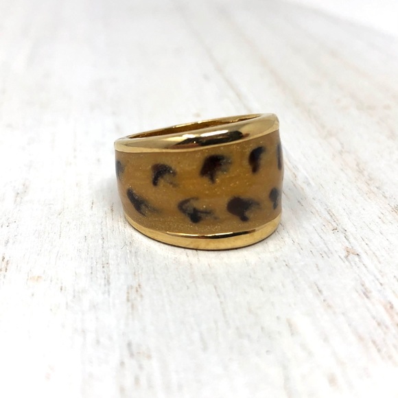 Sterling silver, gold overlay leopard print ring - Picture 2 of 9